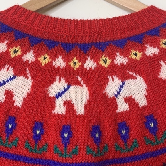 Charter Club Jane Justin Vintage 100% Wool Scottie Dog Knit Button Cardigan M - Picture 16 of 17